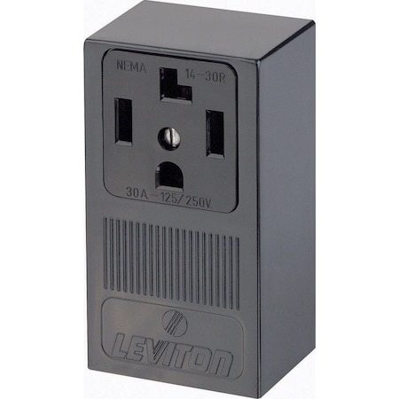 Leviton Straight Blade Receptacle, 14-30R, 30 A, 125/250V AC, 3 Pole, 4 Wire, Surface Mount, Grounded 55054-P00